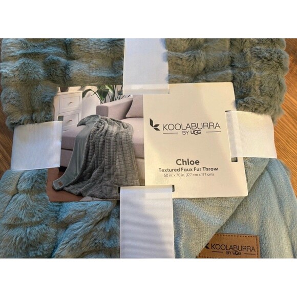 NEW Koolaburra By Ugg Chloe Faux Fur Throw Blanket 50” x 70” Willow Gray - Picture 5 of 6